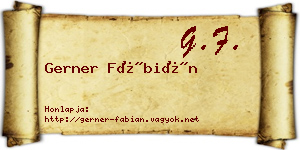 Gerner Fábián névjegykártya